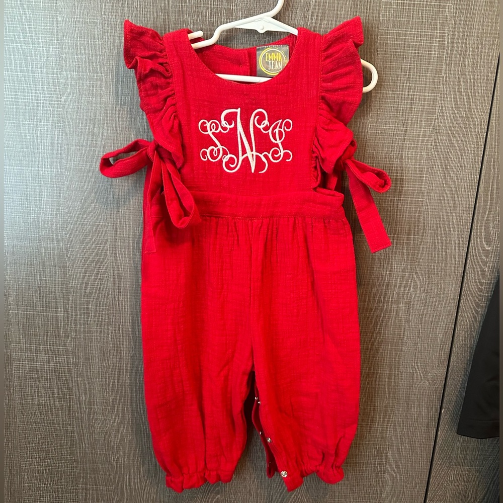 Emma Jean Romper 12m SNJ embroidered